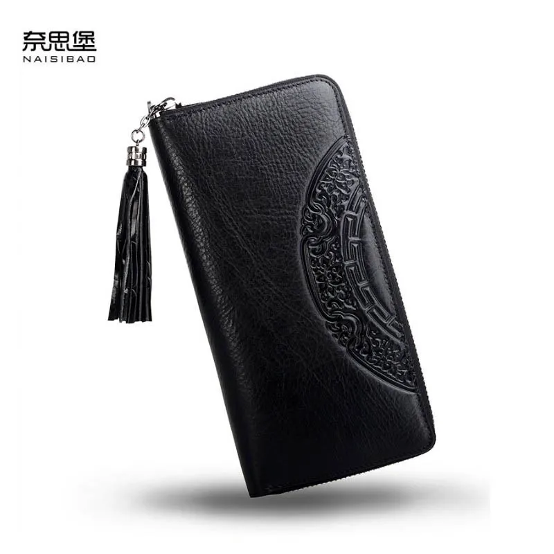 Женские кошельки из натуральной кожи дизайнерские брендовые Длинные на молнии с