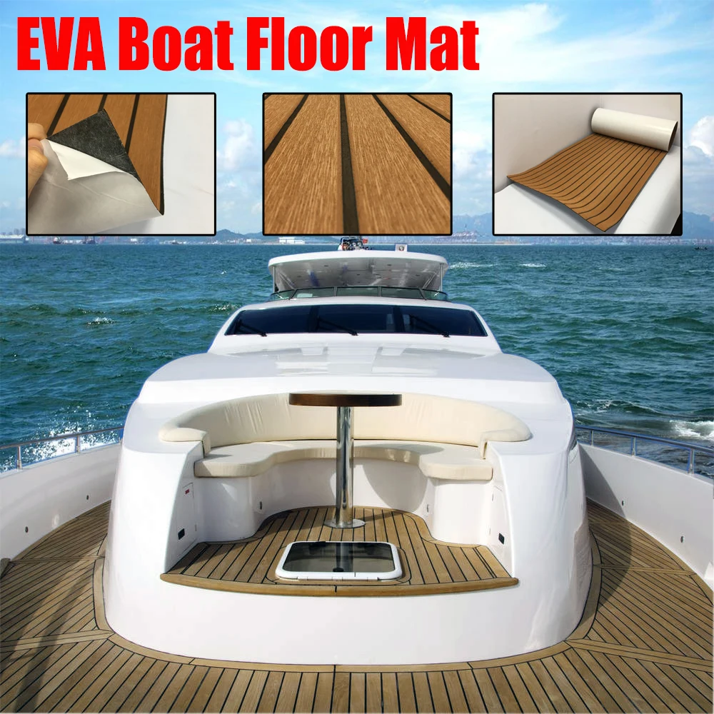 94" x 35" EVA Boat Foam Floor Teak Decking Self Adhesive Sheet Mat Marine Yacht 