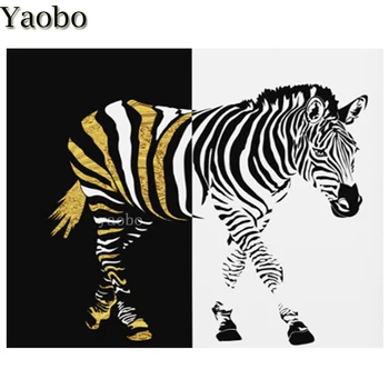 

5D DIY Diamond painting Black white gold zebra animal Diamond embroidery cross stitch kit Full Drill Square round Diamond Mosaic