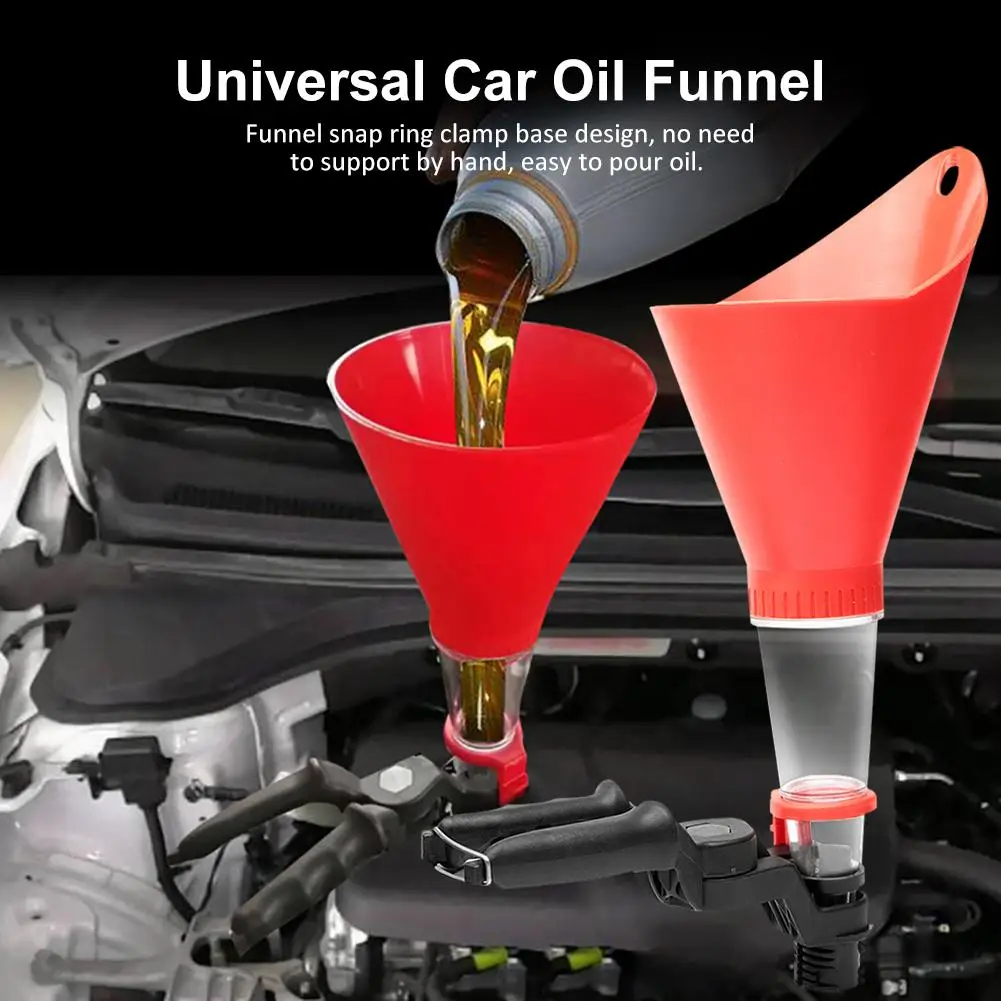 Car Plastic Funnel Detachable Universal Engine Oil Funnel With Clamp