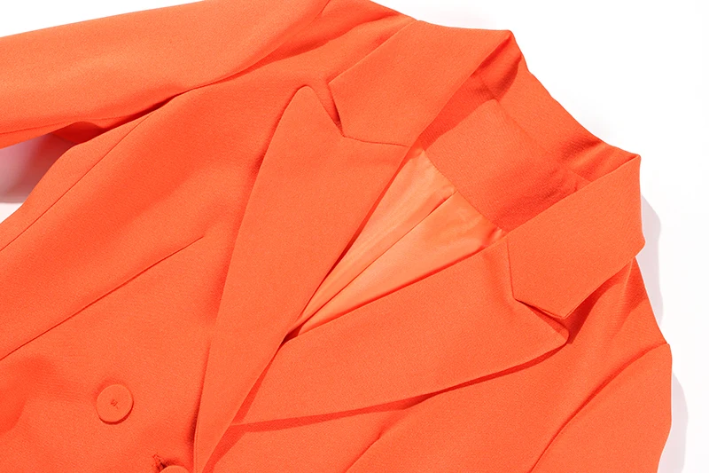 Hoge kwaliteit pak Britse stijl mode Professional OL Formele orange jasje wijde pijpen broek