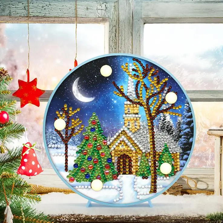DIY светодиодный алмаз особенной формы живопись свет Рождество Санта Клаус Снеговик рукоделие вышивка домашняя лампа спальня ночник
