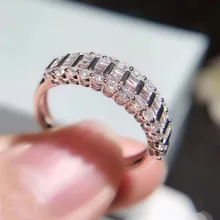 18 К Белое золото Круглый 0.6ct Половина Алмаз обручальное кольцо лаборатория Алмаз пасьянс Свадьба для женщин хорошее ювелирное изделие