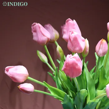 

INDIGO- Pink Tulip Bouquet Real Touch Silicone High Quality Table Decoration Artificial Flower Christmas House Warming Gift