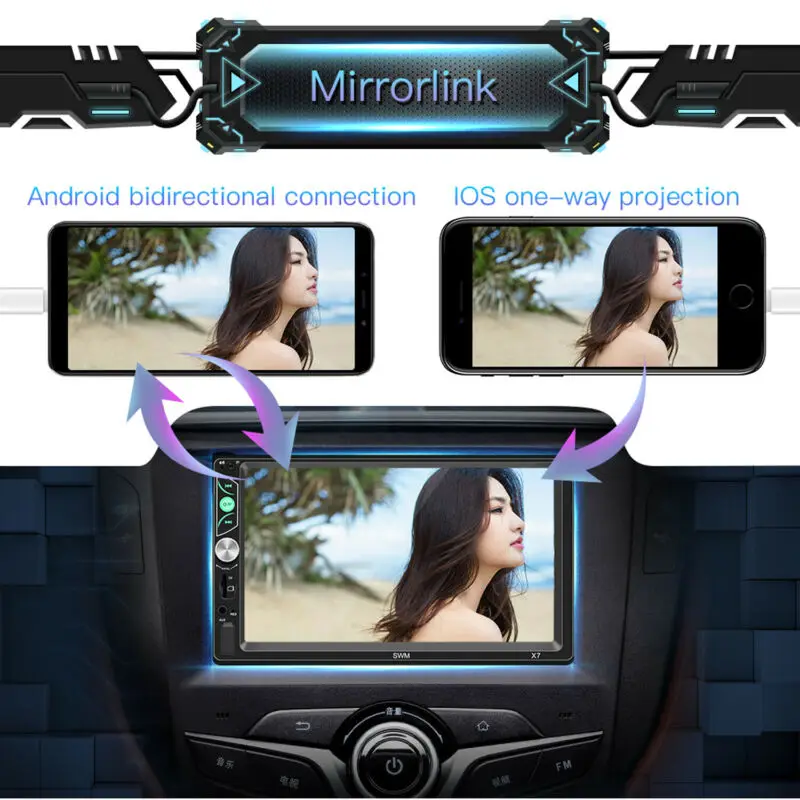 7 дюймов HD lcd сенсорный экран стерео MP5 плеер Радио Android IOS USB/TF