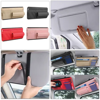 

Multifunction Car Sun Visor Storage Bag Car Glasses Ticket Documents Folder Mobile Phone Organizer Leather Sun Visor Storage Bag
