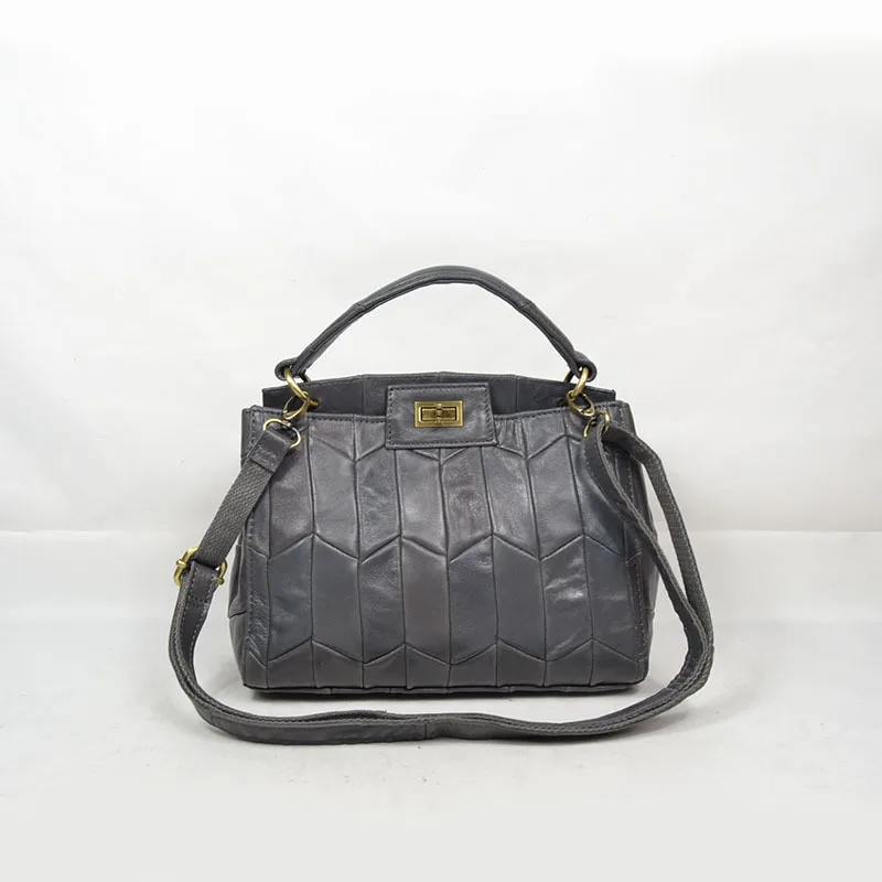 

2019 Korean-style Retro Handmade Import First Layer Sheepskin Bag Lock Double Layer Genuine Leather Hot Selling Handbag Bag