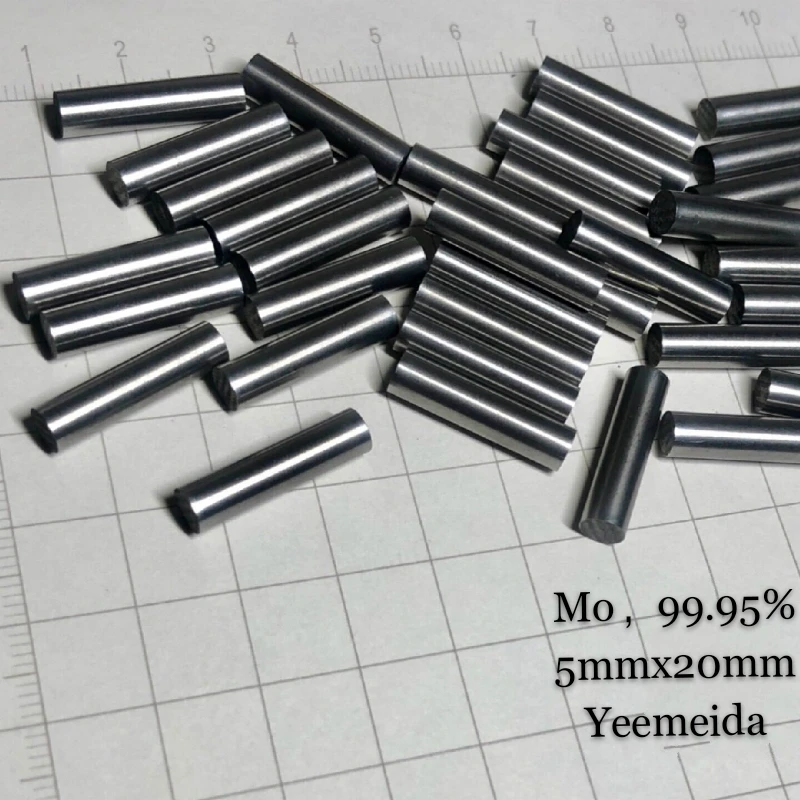 Молибденовая металлическая Колонка высокой плотности Mo 99.95% чистый размер 5x20 мм весит около 3,95 г каждый