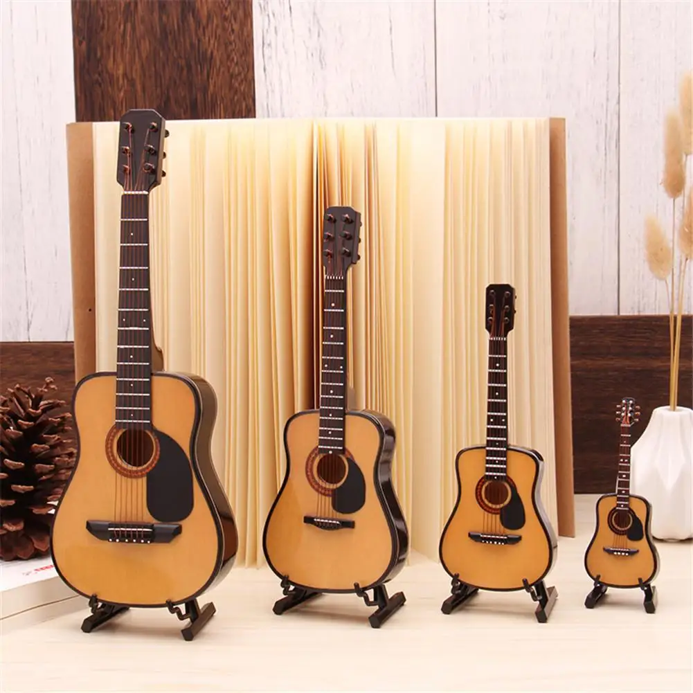 Adeeing Mini Full Angle Folk Guitar Guitar Miniature Model Wooden Mini Musical Instrument Model Collection