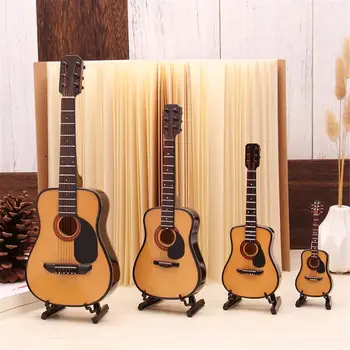 

Adeeing Mini Full Angle Folk Guitar Guitar Miniature Model Wooden Mini Musical Instrument Model Collection