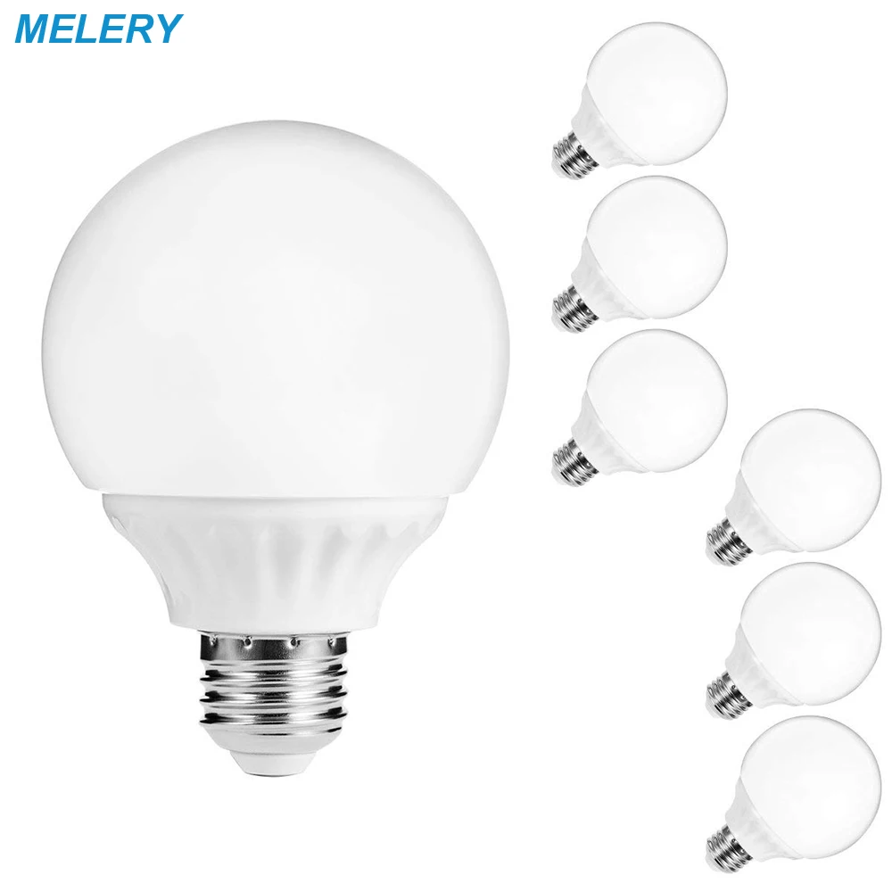 LED Bulbs Globe G25 Vanity Light Lamp Warm Daylight White 5000K 45W Equivalent(6W) E26 Bulb for Bedroom Washroom Mirror-6Pack