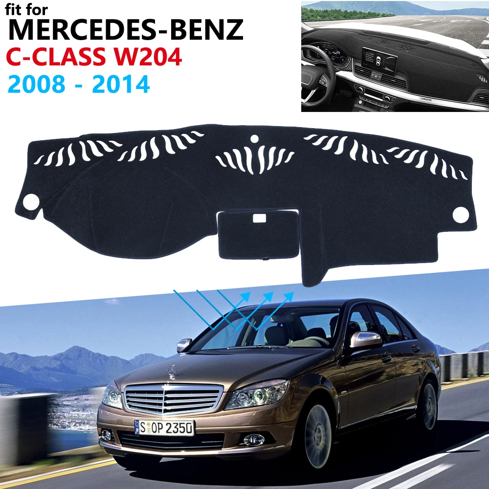 Dashboard Cover for Mercedes-Benz C Class 2008-2010 Original Car Custom Dash Mat Anti Reflective Heat Resistant Dash Carpet Leather Black