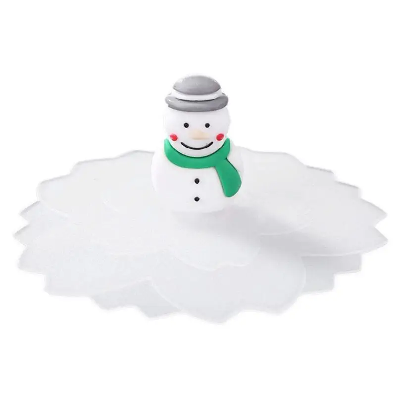 green Snowman Милая Крышка для питьевой воды, силиконовая крышка для чаши против пыли, крышка для чашки, уплотнения, стеклянные кружки, крышка, универсальные многоразовые силиконовые Эластичные крышки - Цвет: green Snowman