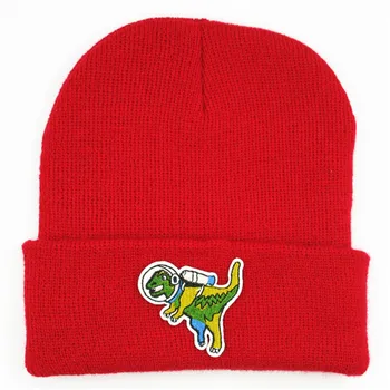 

Cotton dinosaur animal embroidery Thicken knitted hat winter warm hat Skullies cap beanie hat for kid men and women 383