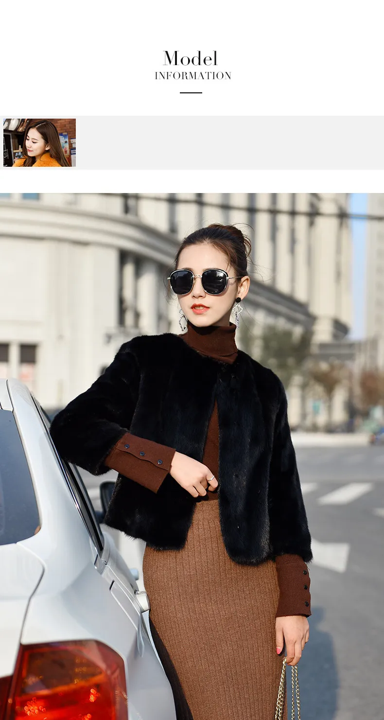 inverno novo casaco de pele de vison das mulheres simples moda em torno do pescocha da folha de lótus С Коротким Рукавом casaco de