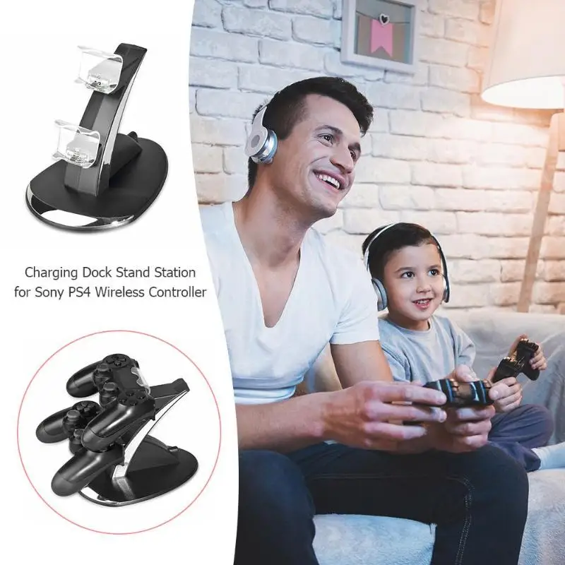 New Dual USB Charging Stand Station for Sony Playstation 4 PS4 / PS4 Pro /PS4 Slim Controller For PS4 Controller Charger Dock