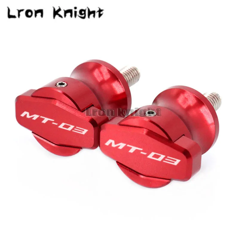 For YAMAHA MT-03 MT-25 MT03 MT25 MT 03 MT 25 Motorcycle CNC Frame Stands M6 Screws sliders Swingarm Spools Slider 6MM - Color: MT-03 Red