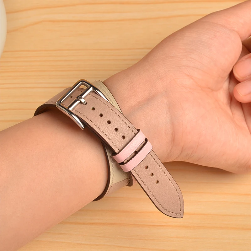 Kebitt из натуральной кожи с двойным ремешком для apple watch series 6 se 5 4 3 2 1 iwatch band 38 40 мм 42 44