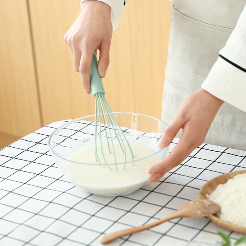 Non-Slip Easy to Clean Egg Beater Kitchen Silicone Whisk Milk Frother Kitchen Cooking Baking Tools Silicone Egg Mixing Mixer