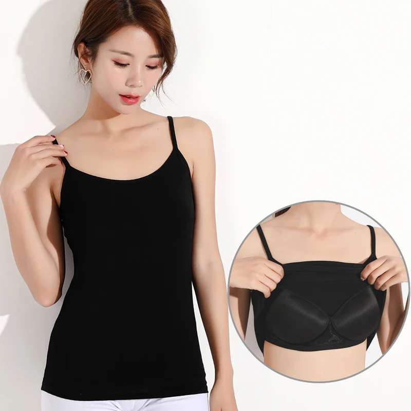 

Modal Cami Chest Padded Tank Top Women's One-piece Lingerie Sleeveless Basic Vest Underwear Camisoles Push Up