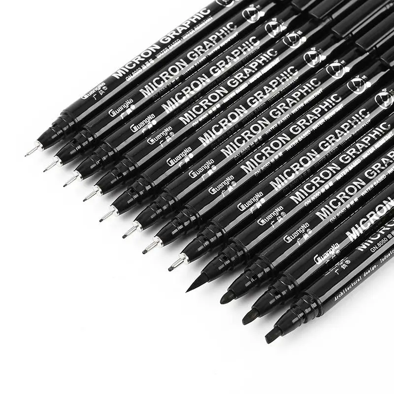 1@#Drawing Pen Fineliner Ultra Fine Line Art Black Ink 005 01 02 03 05 08 Micron Drawing Office School Set | Канцтовары для офиса