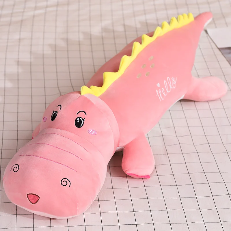 Розовый Детская одежда на рост 80, 100 см Kawaii Лежа плюшевые игрушки, динозавр для маленьких детей милые Мультяшные игрушечные животные куклы бойфренд подушка День рождения девочки подарок - Цвет: Розовый