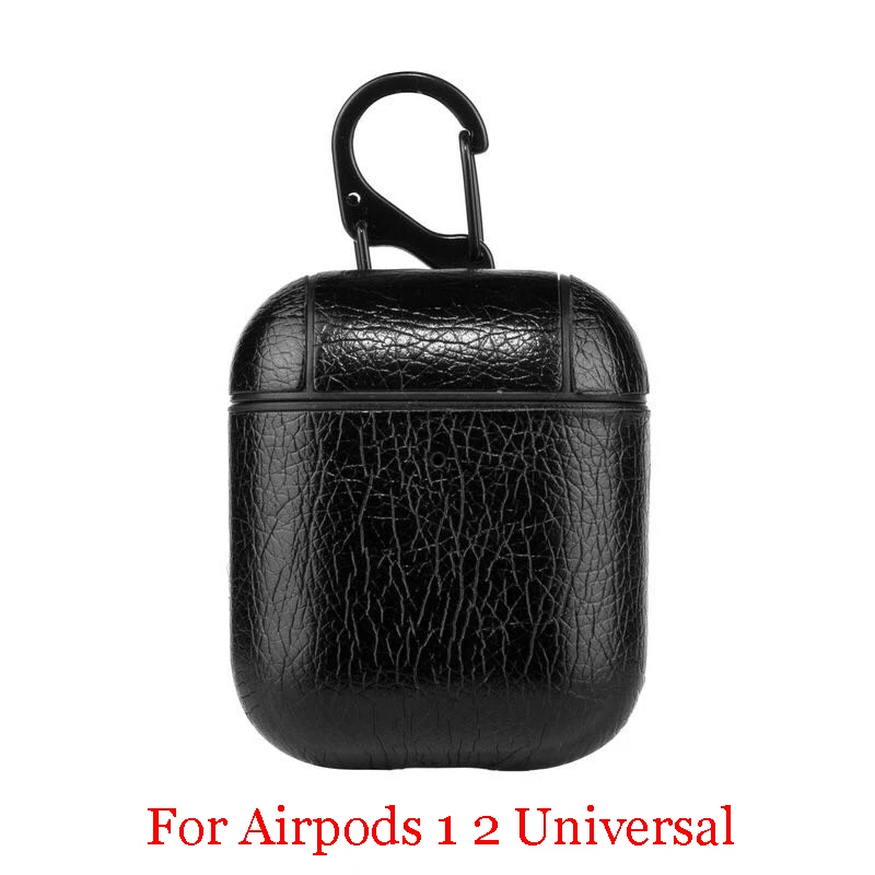 Black Кожухи головных телефонов для Apple Airpods ремешок роскошный кожаный с кнопками чехол для наушников аксессуары для iphone Airpods чехол - Цвет: Black
