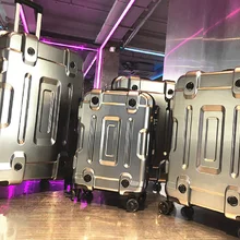 Сумка для багажа на колесиках с металлическим покрытием, чемодан для путешествий, роскошный бренд, деловая полировка, металлические сумки на колесиках