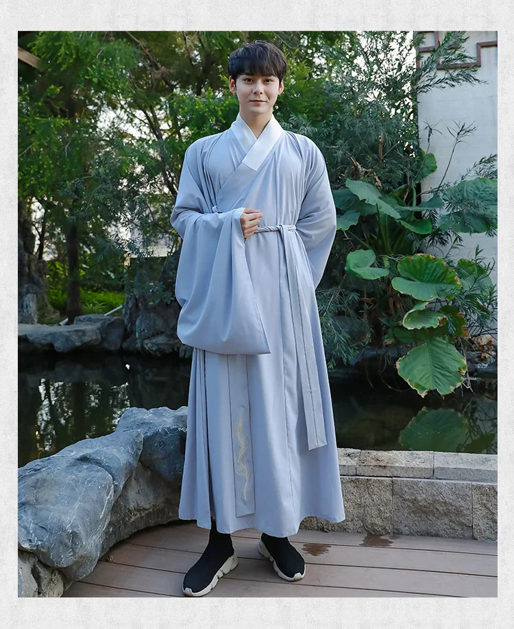 Одаренный китайский сценический костюм традиционное Оригинальное улучшенное мужское прямое платье Taoist халаты классические