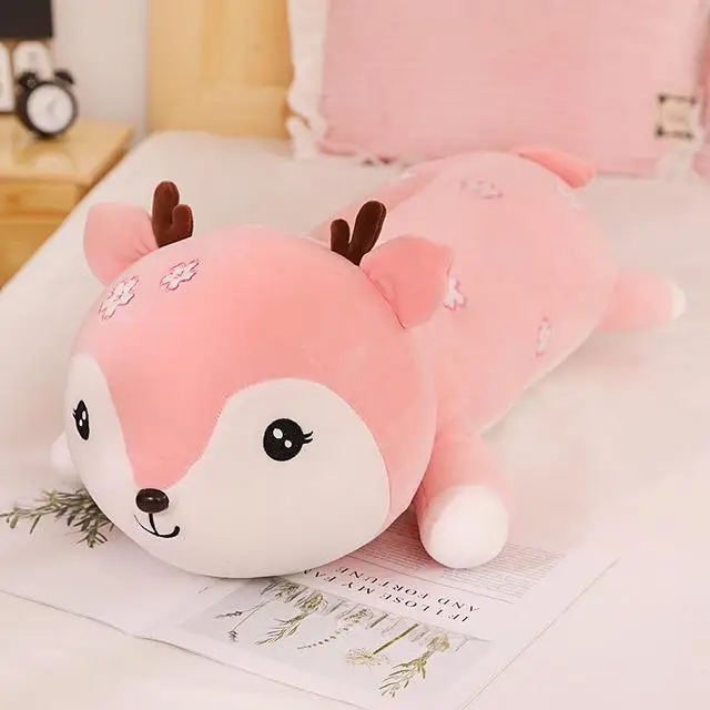 Горячая Прекрасный Огромный мягкий Kawaii Лежа олень набивные милые животные плюшевые игрушки для детей подушка на диван, кровать мультфильм Рождественский подарок - Цвет: 3