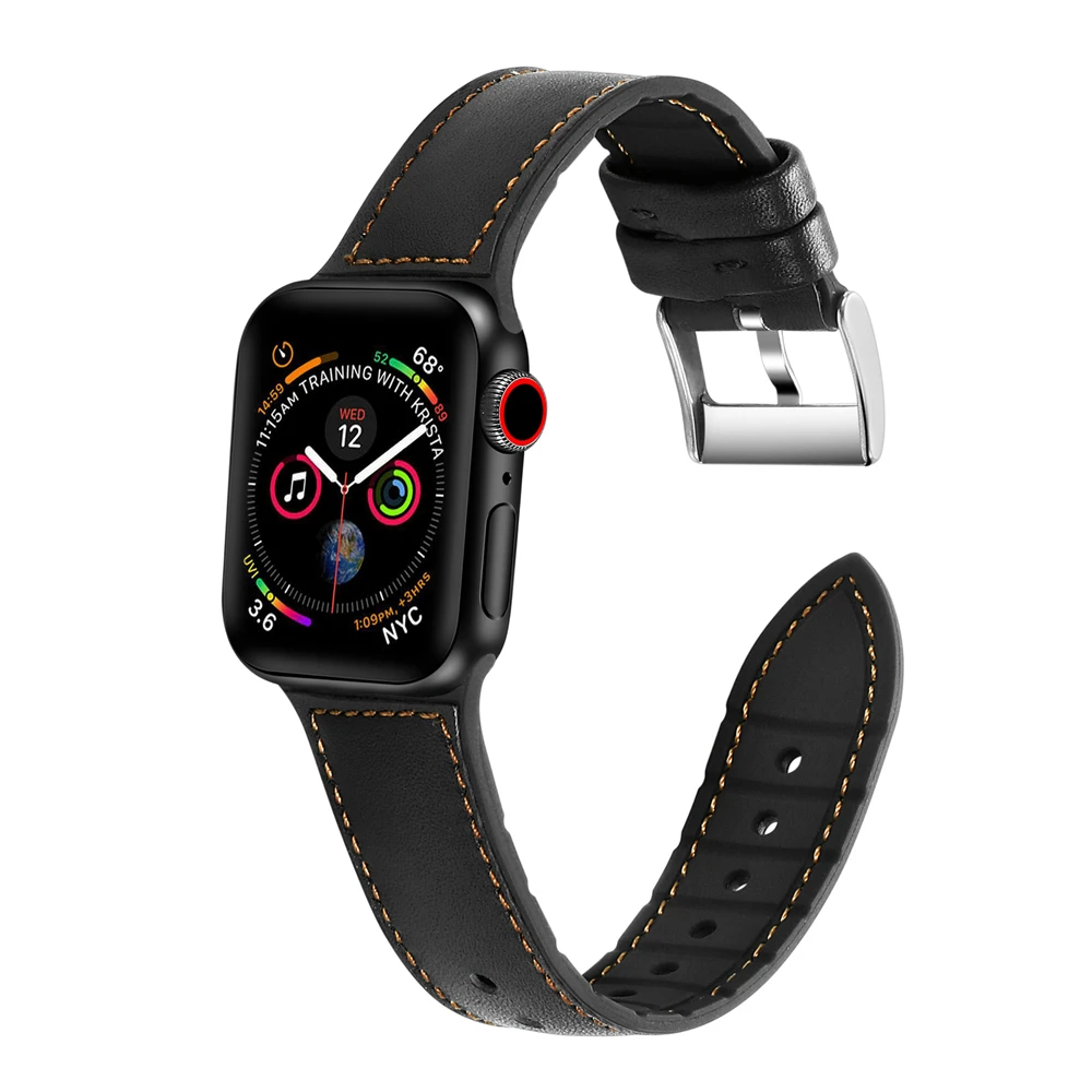 Ремешок для apple watch iwatch 5 band 42 мм 44 кожаный и силиконовый браслет Series 4 3|Ремешки
