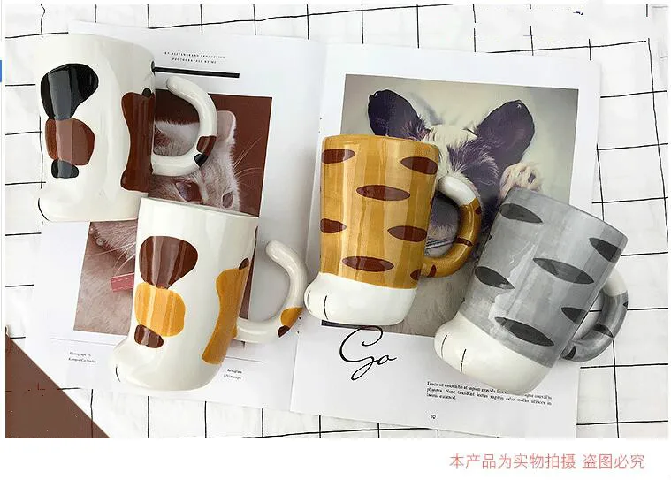 Couple cat claw cup, cute super cute coffee cup, mug ceramic cup, creative household milk water cup
