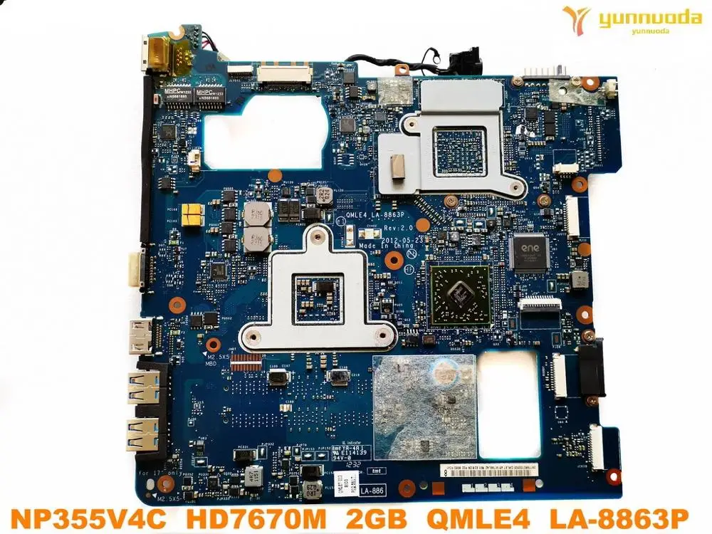 Cheap  Original for Samsung NP355V4C laptop motherboard NP355V4C HD7670M 2GB QMLE4 LA-8863P tested good fr