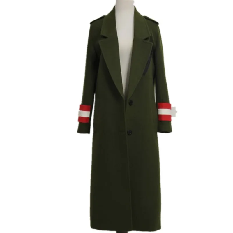 2019 Nieuwe Mode Vrouwen Herfst/Winter Notched Militaire Maxi Kasjmier Jas Vrouwelijke Korte Warme Overjas