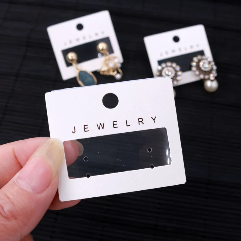 New Fashion 100pcs/lot Earrings Display Packaging Card Tags Hanging Jewelry White PVC+Paper Ear Studs Earring Cards | Украшения и