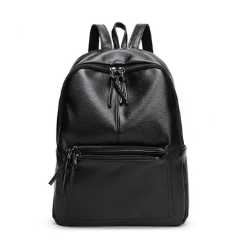 

Black Women Bagpack Shoulders Travel School Bag Fashion Backpack PU Leather Rucksack