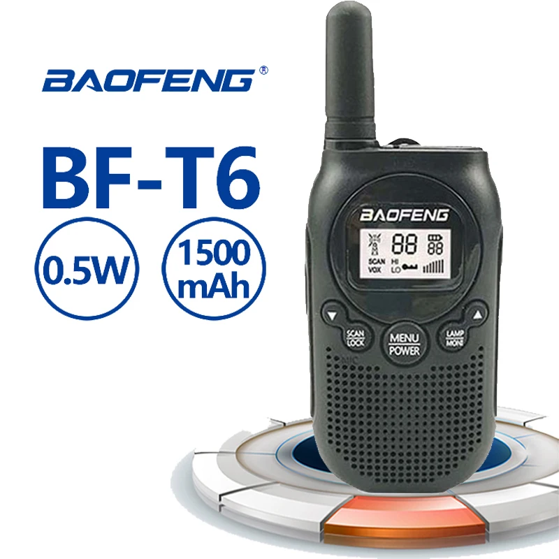 Новая Baofeng T6 мини игрушечная рация в подарок Детская игрушка 0,5 Вт FRS PMR UHF& VHF 1500 мАч Мощность Baofeng радио amador трансивер