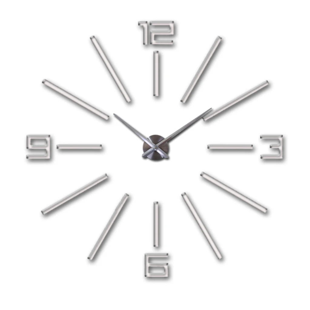 Modern DIY Analog 3D Mirror Surface Large Number Wall Clock Sticker Home Decor