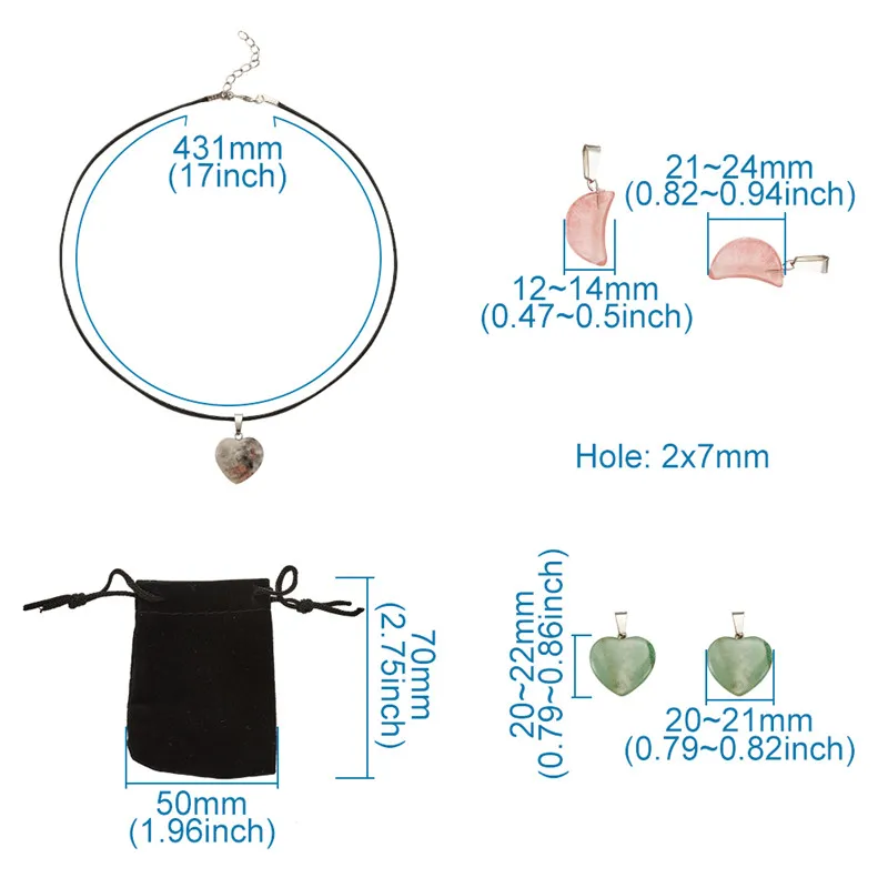1 Набор 20 шт каменные подвески в форме сердца и Луны DIY ожерелье с вощеным шнуром ожерелье для изготовления ювелирных изделий