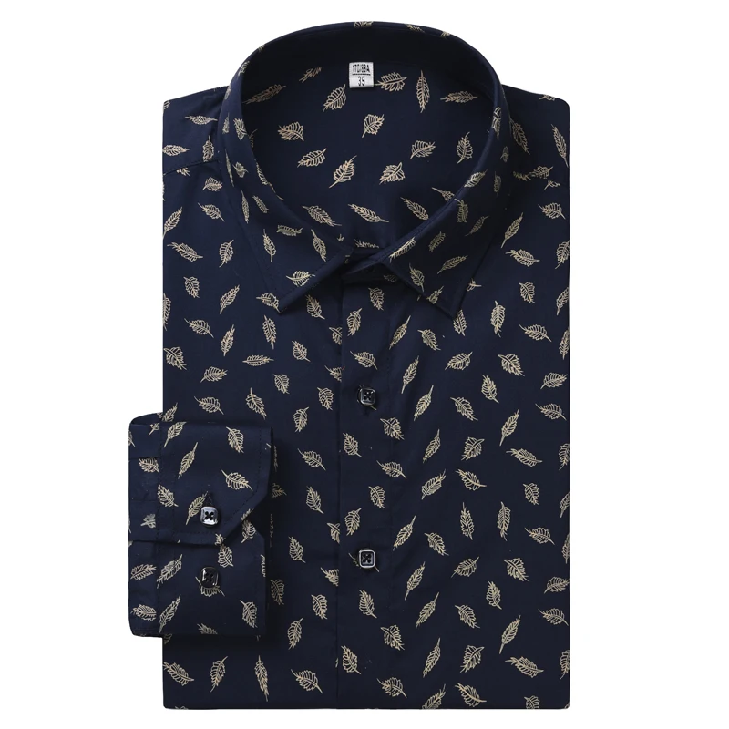 

Men's Fashion Long Sleeve Leaf Tree Print Shirts Comfortable Cotton Standard-fit Casual Blouse Tops Shirt