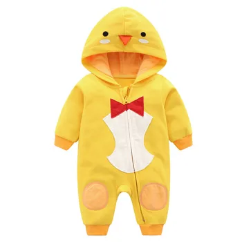 

Atumn Winter Baby Cute Cartoon Chick Clothing Long Sleeve Hooded Rompers Jumpsuits for Baby Boy Girls Infant Kids Overalls
