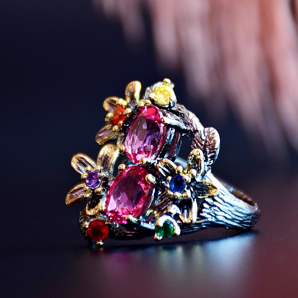 Crystal Rings Engagement Rings Zircon Rings Stone Rings Fashion Rings Finger Rings CZ Ring for Women Engagement Party Vintage Flower