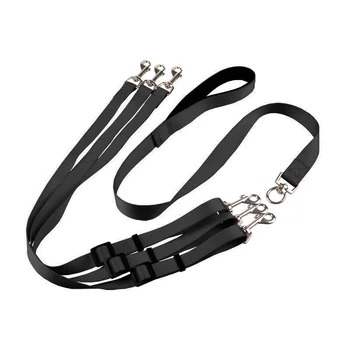 

3 Heads Lead Leash Adjustable Nylon 3 Way No-Tangle Triple Couple Pet Dog Walking Leash Lead with Padded Soft Handle Breakaway