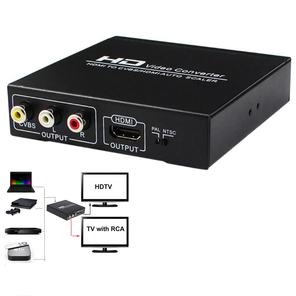 HDMI to AV RCA HDMI 1080P  Ϸ й, PS4 Apple TV DVD stb (HDMI  RCA   )