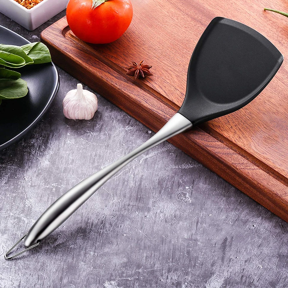 TEENRA Silicone Kitchen Spatula Stainless Steel Fride Shovel Heat-resistant Handle Non-stick Pan Special Spatula Cooking Utensil