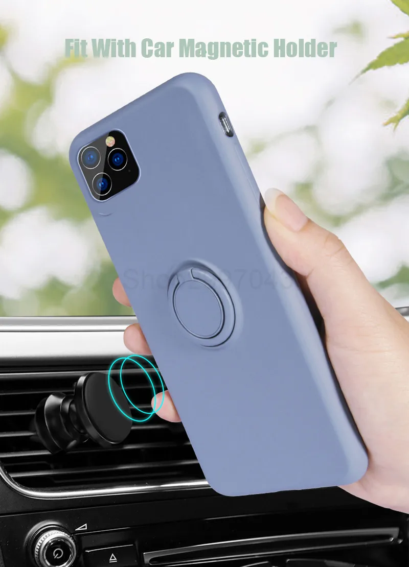 Мягкий силиконовый чехол для iPhone 11 Pro Max, чехол для iPhone11, подставка для кольца, силиконовая задняя крышка для Apple iPhone 11 Pro, максимальный чехол