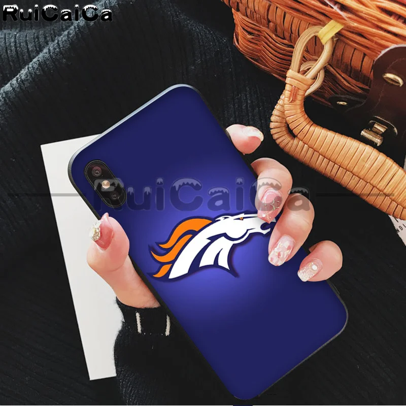 RuiCaiCa Denver Broncos Smart Cover черный мягкий чехол для iPhone X XS MAX 6 6S 7 7plus 8 8Plus 5 5S XR 11 11pro