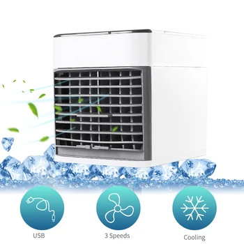 

DesktopAir Conditioner Fan Small USB Air Cooler Fan Quiet Air Cooling Fan 3-Speed LED Colorful Misting Fan for Home Room Office