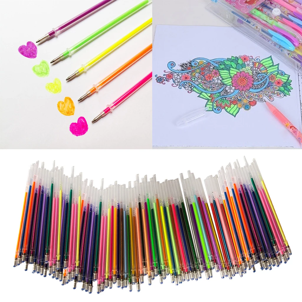 60/100 Color Neon Gel Pen Refill For Coloring Drawing Craft Marker