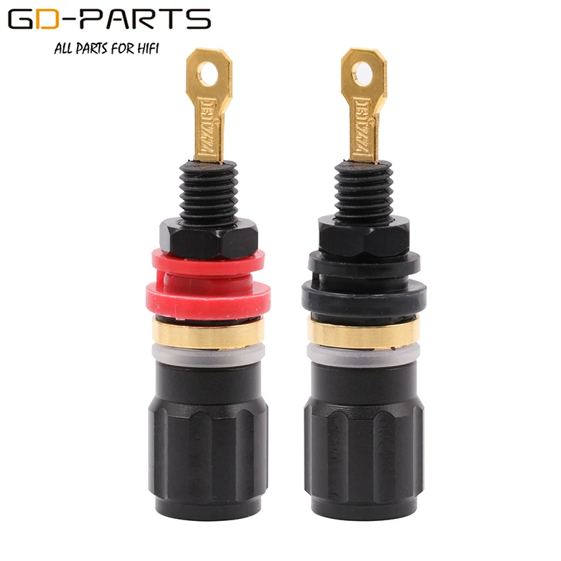 2PCS EIZZ 24 К позолоченный медный динамик связывающий пост Hifi DIY AMP Банан Джек Разъем Терминал Шасси Панель Разъем точка-точка - Цвет: 2PCS